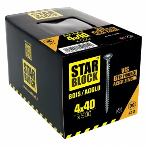 VIS 4X40 POUR BOIS ET AGGLO A TÊTE FRAISEE TORX - Starblock