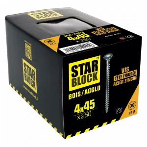 VIS 4X45 POUR BOIS ET AGGLO A TÊTE FRAISEE TORX - Starblock