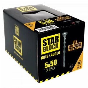 VIS 5X50 POUR BOIS ET AGGLO A TÊTE FRAISEE TORX - Starblock