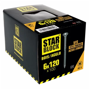VIS 6x120 POUR BOIS ET AGGLO A TÊTE FRAISEE TORX - Starblock