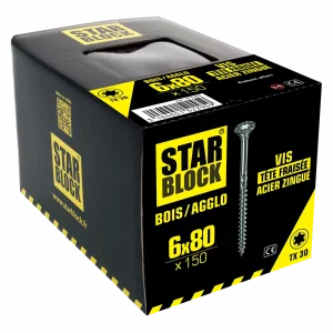 VIS 6x80 POUR BOIS ET AGGLO A TÊTE FRAISEE TORX - Starblock