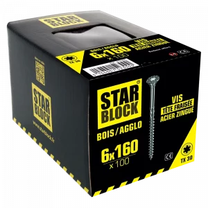 VIS 6x160 POUR BOIS ET AGGLO A TÊTE FRAISEE TORX - Starblock