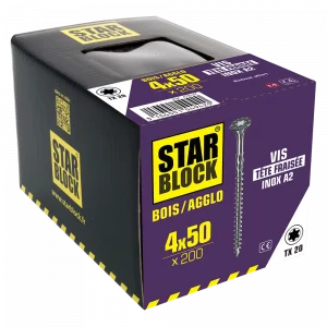 VIS 4X50 POUR BOIS ET AGGLO A TÊTE FRAISEE TORX - Starblock