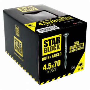 VIS 4X70 POUR BOIS ET AGGLO A TÊTE FRAISEE TORX - Starblock
